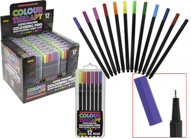 COLOUR THERAPY SUPER FINE LINE CRAYONS IN CARRY CASE