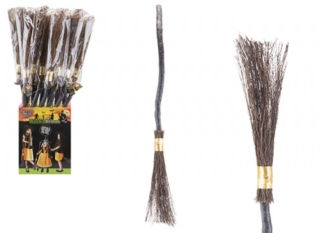 WITCHES BROOM WITH PLASTIC HANDLE 85CM