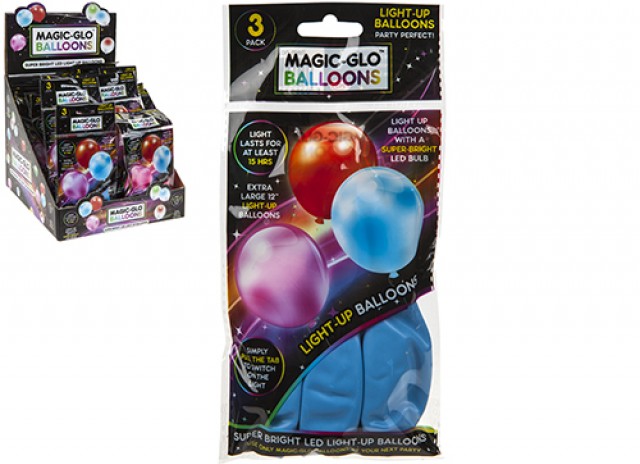 SOLID COLOUR LIGHT UP BALLOONS 5 ASSORTED