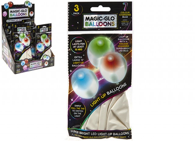 WHITE LIGHT UP BALLOONS 3 PER PACK