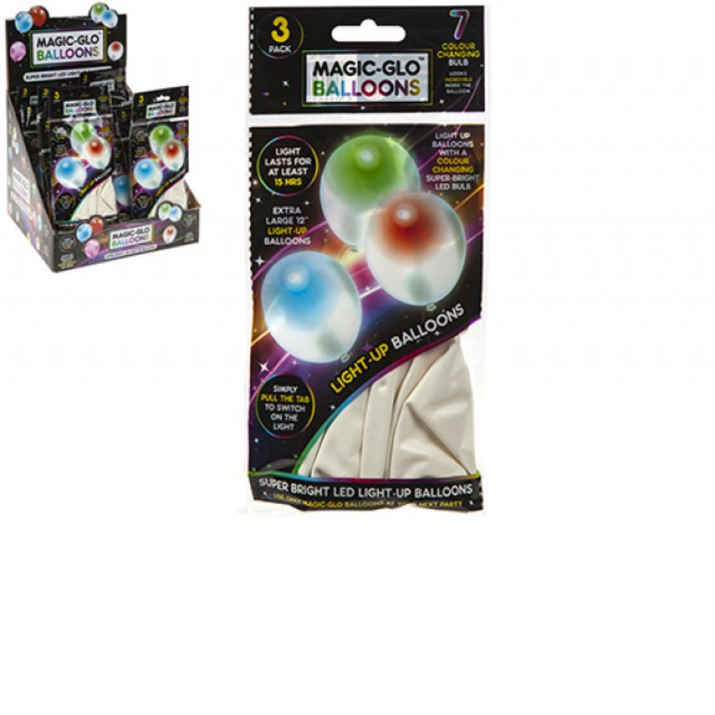 WHITE LIGHT UP BALLOONS 3 PER PACK