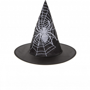 CHILDS NYLON WITCH HAT WITH SPIDER PRINT