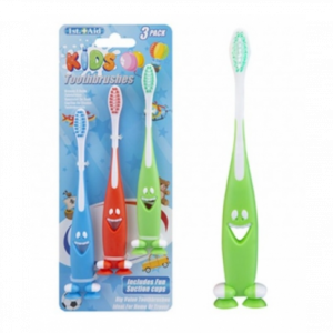 Kids Toothbrush With Suction Base 3 Pack